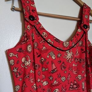 Fun Sailor Jerry Print A-Line Dress Pockets!!!